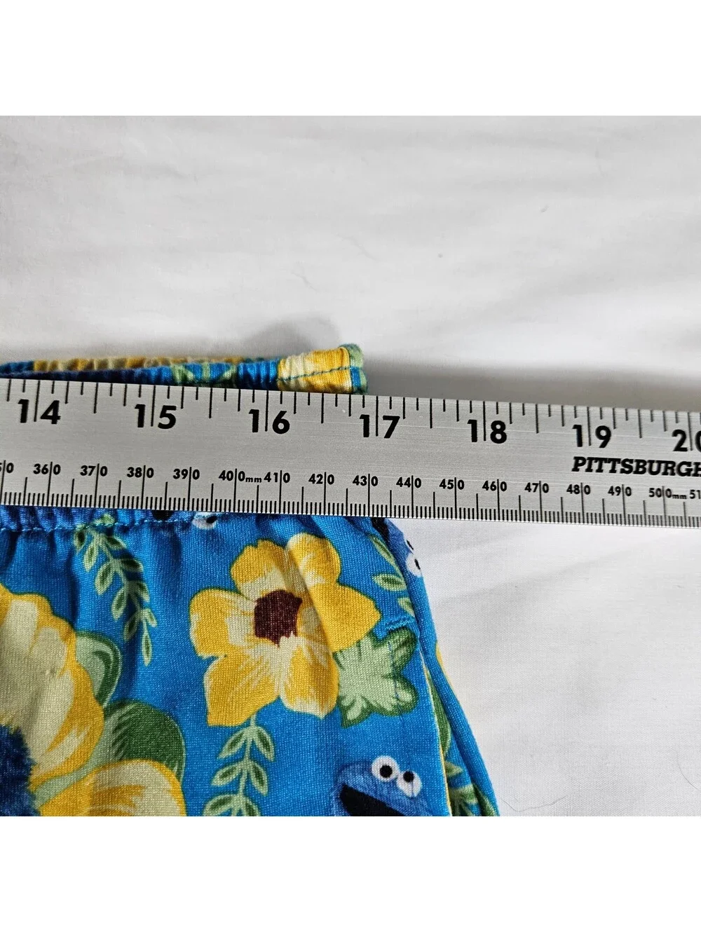 Sesame Street Cookie Monster Pajama Pants Mens XL Tropical Floral Hibiscus Blue
